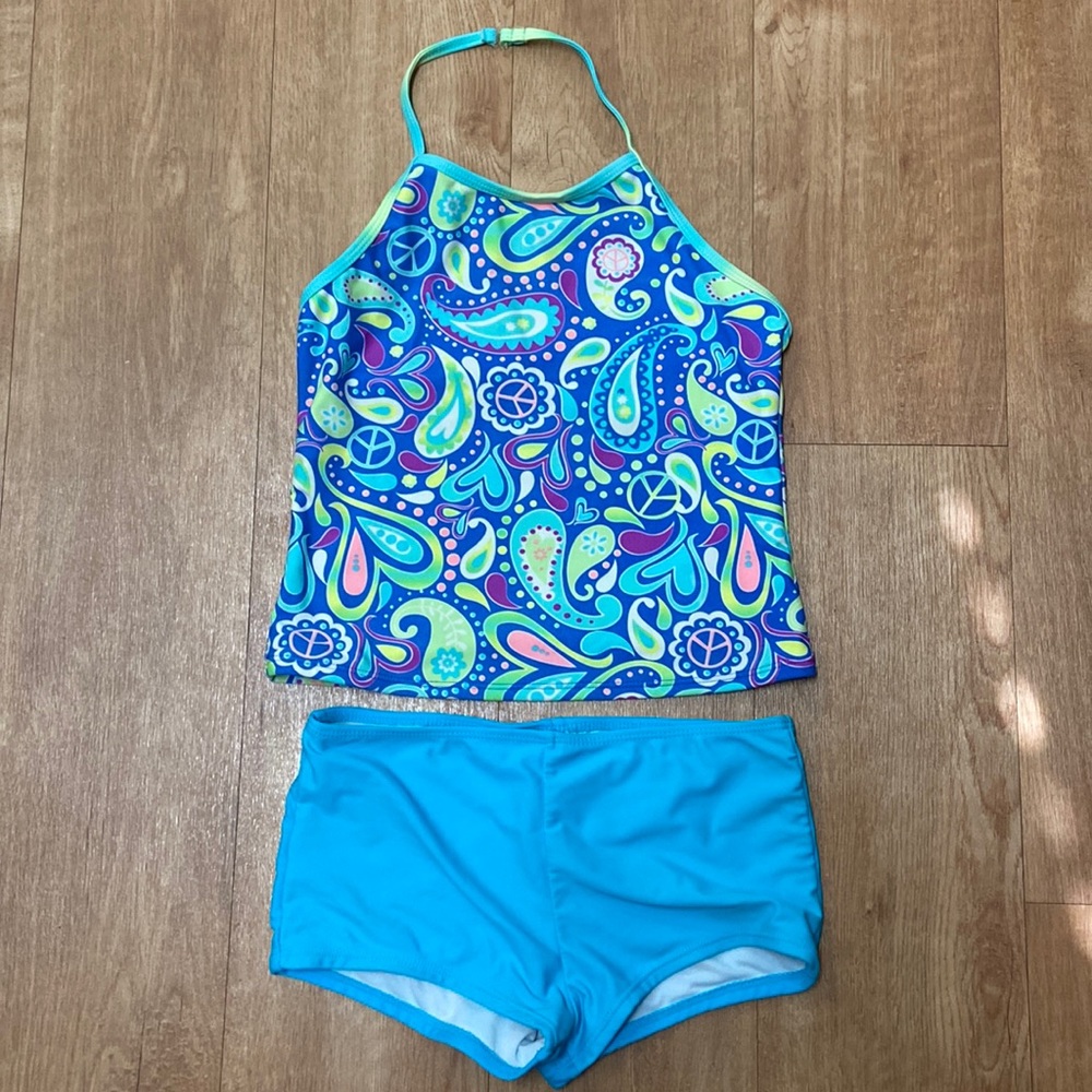 Girls OP Size M (7/8) Flower Power 2 Piece Swim Set